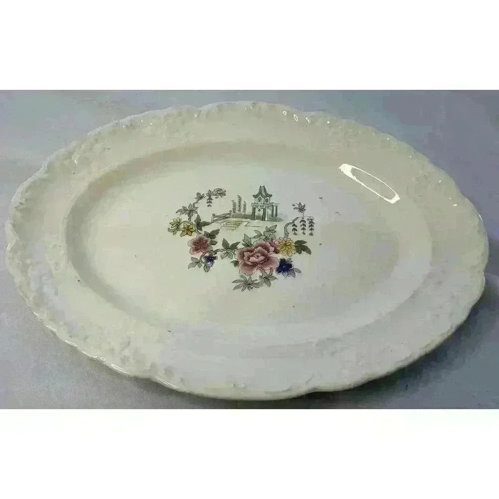 Vintage Taylor Smith Taylor White Oval Serving Platter Rare Antique 19th Century